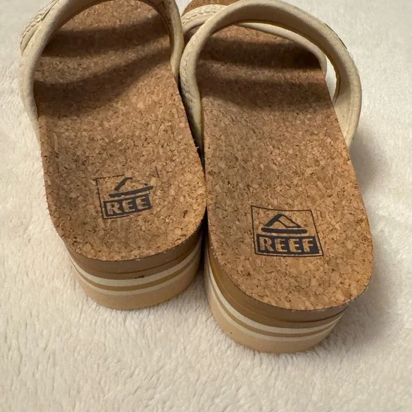 Reef Cork Platform Sandals with Cream Straps - Picture 2 of 5